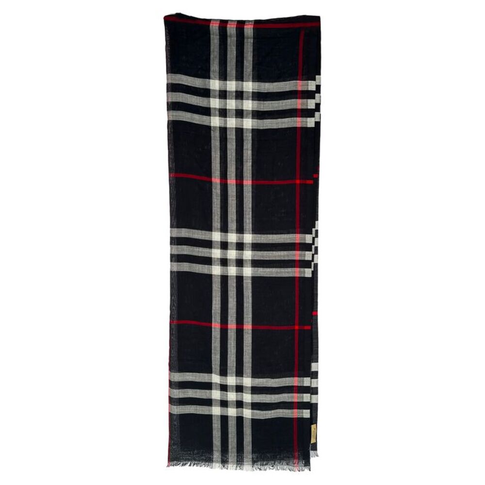 Burberry Checked Fringed Scarf in Multicolor Wool